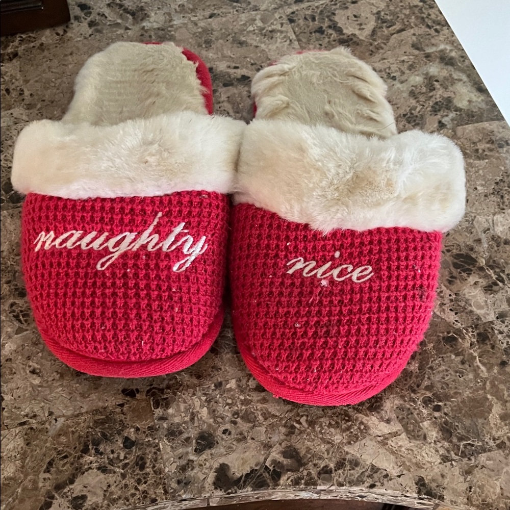 Victoria's Secret Red and Cream Slippers